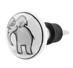 Grey Elephant Ceramic Flat Wine Bottle Stopper